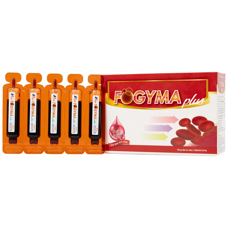Dung dịch uống Fogyma Plus VNP bổ sung sắt cho cơ thể, hỗ trợ giảm thiếu máu do thiếu sắt (4 vỉ x 5 ống)