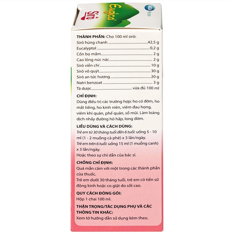 Siro Eugica DHG hỗ trợ điều trị ho, long đờm (100ml)