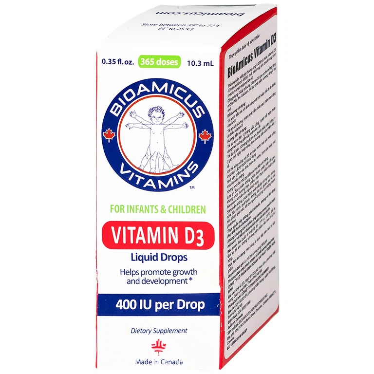Dung dịch BioAmicus Vitamin D3 10.3ml bổ sung vitamin D3, hỗ trợ phát triển xương