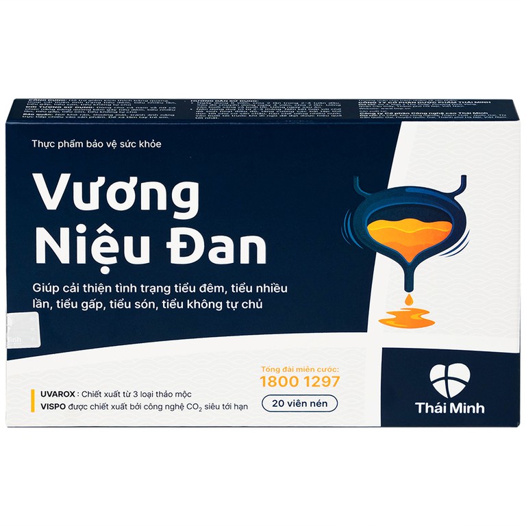 Viên nén Vương Niệu Đan Thái Minh hỗ trợ giảm tình trạng tiểu đêm, tiểu nhiều lần, tiểu gấp (20 viên)
