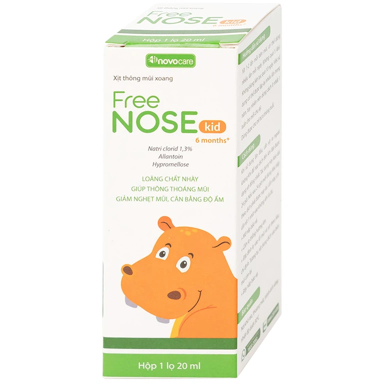 Dung dịch vệ sinh mũi, xoang Free Nose Kid 6 Month+ Novocare 20ml loãng chất nhày, giảm nghẹt mũi