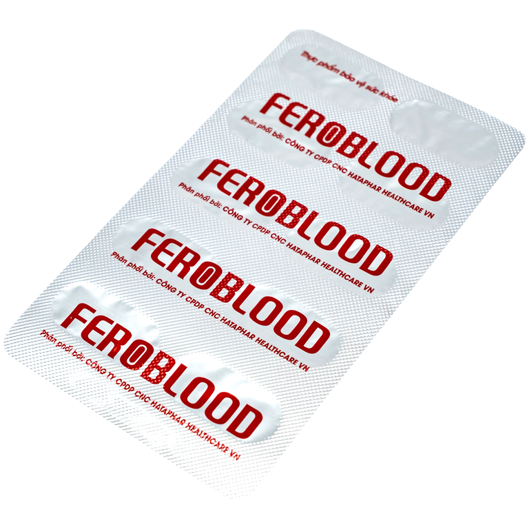 Viên uống Feroblood Hataphar hỗ trợ khả năng tạo máu, giúp giảm thiếu máu do thiếu sắt (3 vỉ x 10 viên)