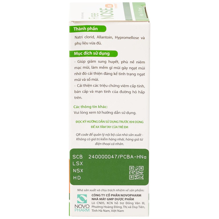Dung dịch vệ sinh mũi, xoang Free Nose Kid 6 Month+ Novocare 20ml loãng chất nhày, giảm nghẹt mũi