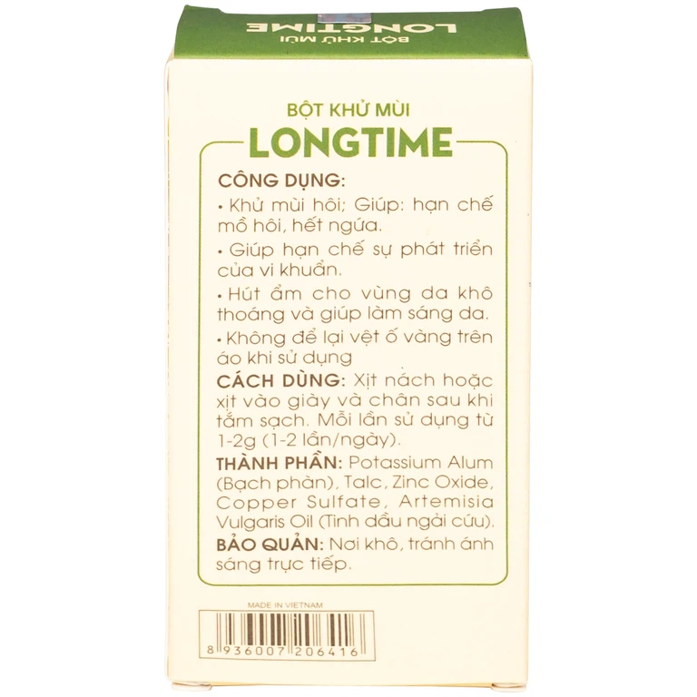 Bột khử mùi Longtime Sao Thái Dương giúp khử và hạn chế mồ hôi, hết ngứa (18g)