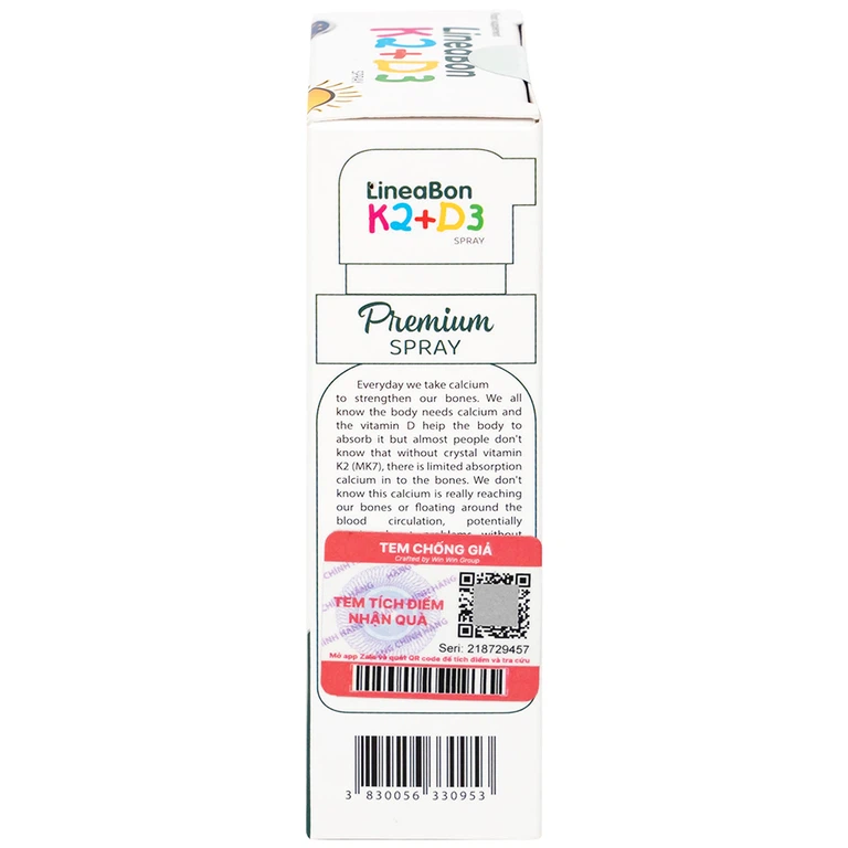 Dung dịch dạng xịt LineaBon K2+D3 10ml bổ sung Vitamin D3 và Vitamin K2, hỗ trợ hấp thu canxi