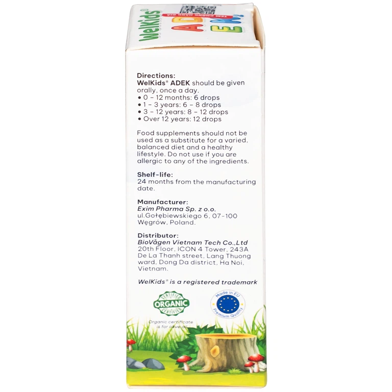 Thực phẩm bảo vệ sức khoẻ Welkids Adek (10ml)