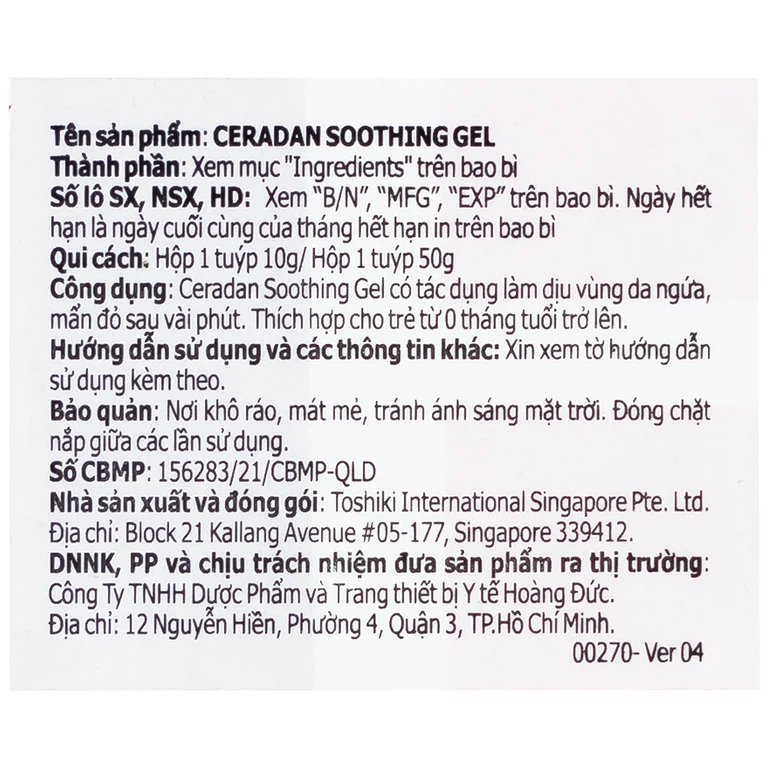 Gel Ceradan Soothing 50g làm dịu da, dành cho da ngứa, mẩn đỏ