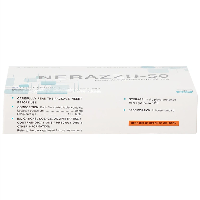 Thuốc Nerazzu 50 Davipharm điều trị tăng huyết áp (3 vỉ x 10 viên)