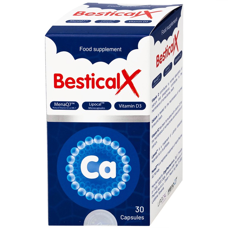Viên uống BesticalX Ergopharm bổ sung canxi, vitamin D3 và vitamin K2, hỗ trợ xương, răng (30 viên)