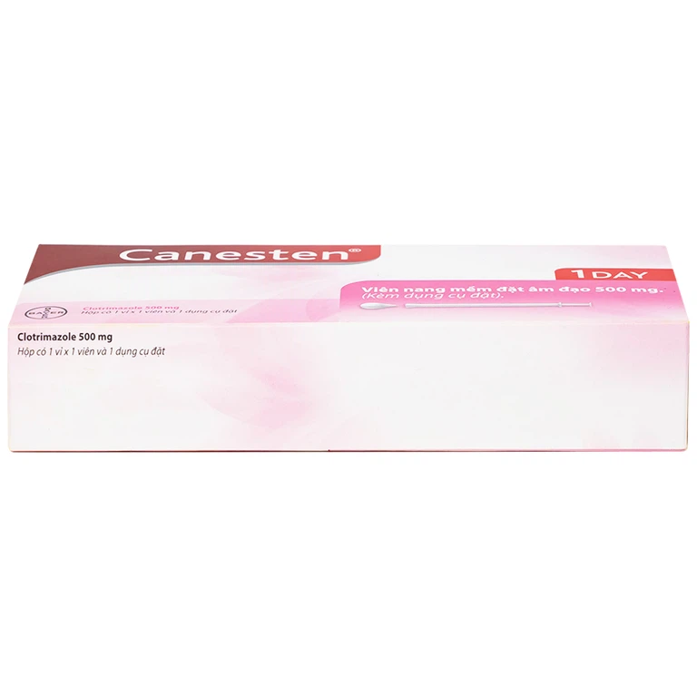 Viên đặt âm đạo Canesten 1 Day 500mg Bayer điều trị viêm âm đạo và cơ quan sinh dục ngoài (1 vỉ x 1 viên)