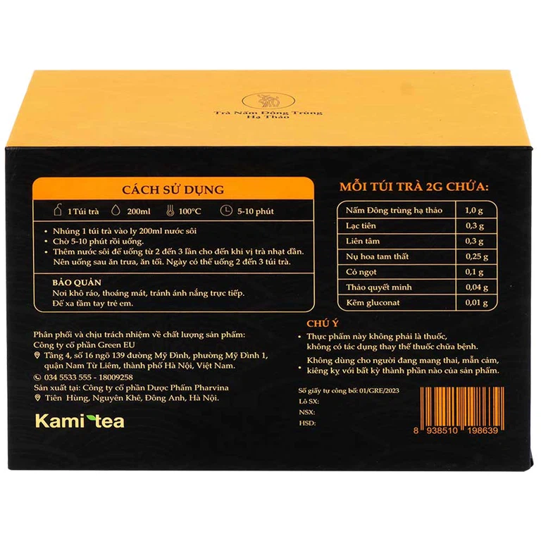 Trà Nấm Đông Trùng Hạ Thảo Kami tea hỗ trợ cải thiện chức năng miễn dịch, cải thiện tình trạng mất ngủ (20 túi)