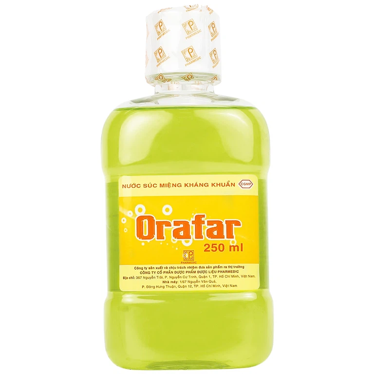 Nước súc miệng kháng khuẩn Pharmedic Orafar 250ml ngừa sâu răng, bảo vệ men răng