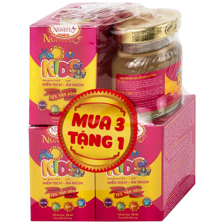 Nước Yến Sào Cao Cấp Nunest Kids bồi bổ cơ thể, tăng cường sức khỏe (4 hũ x 70ml) 