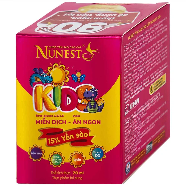 Nước Yến Sào Cao Cấp Nunest Kids bồi bổ cơ thể, tăng cường sức khỏe (4 hũ x 70ml) 