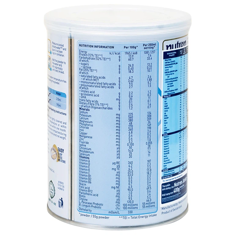 Sữa bột Nutren Junior 400g Nestlé bổ sung hoặc thay thế bữa ăn hàng ngày cho trẻ suy dinh dưỡng