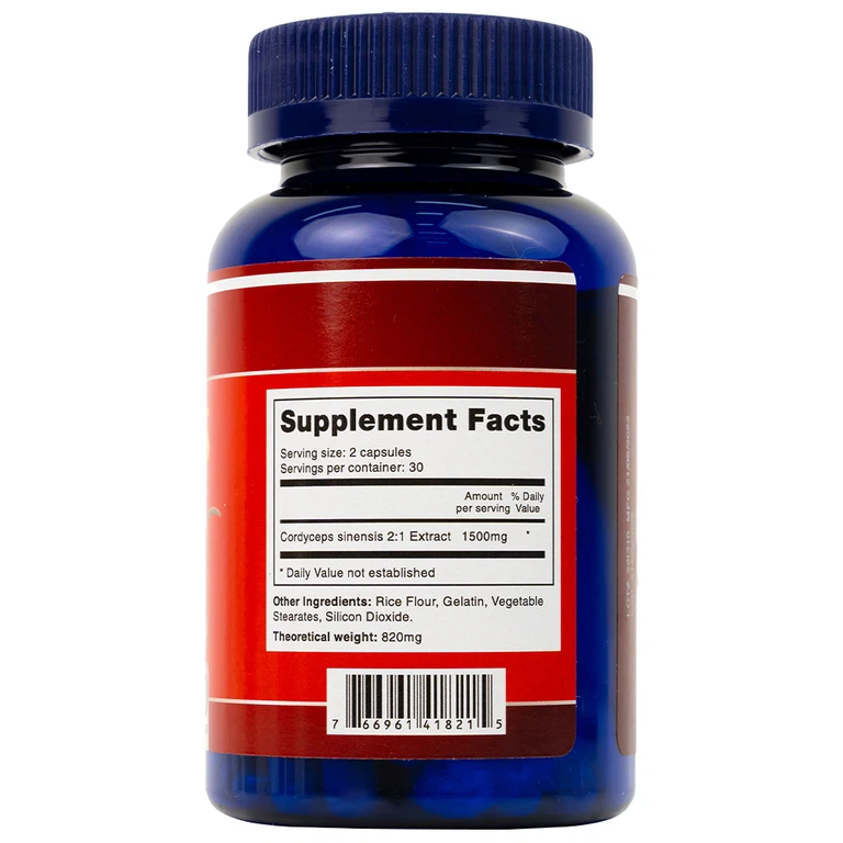 Viên uống Đông Trùng Hạ Thảo Pharma World Cordyceps 1500mg hỗ trợ tốt cho phổi và thận (60 viên)