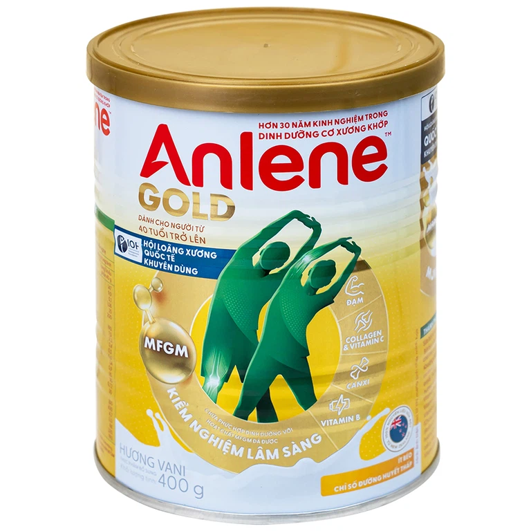 Sữa Anlene Gold 5X hương vani tăng cường sức khỏe cơ-xương-khớp dành cho người trên 40 tuổi (400g)