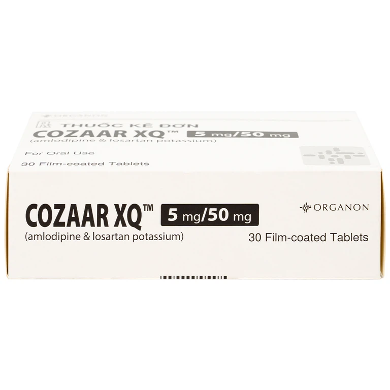 Thuốc Cozaar XQ 5/50mg Organon điều trị cao huyết áp vô căn (3 vỉ x 10 viên)