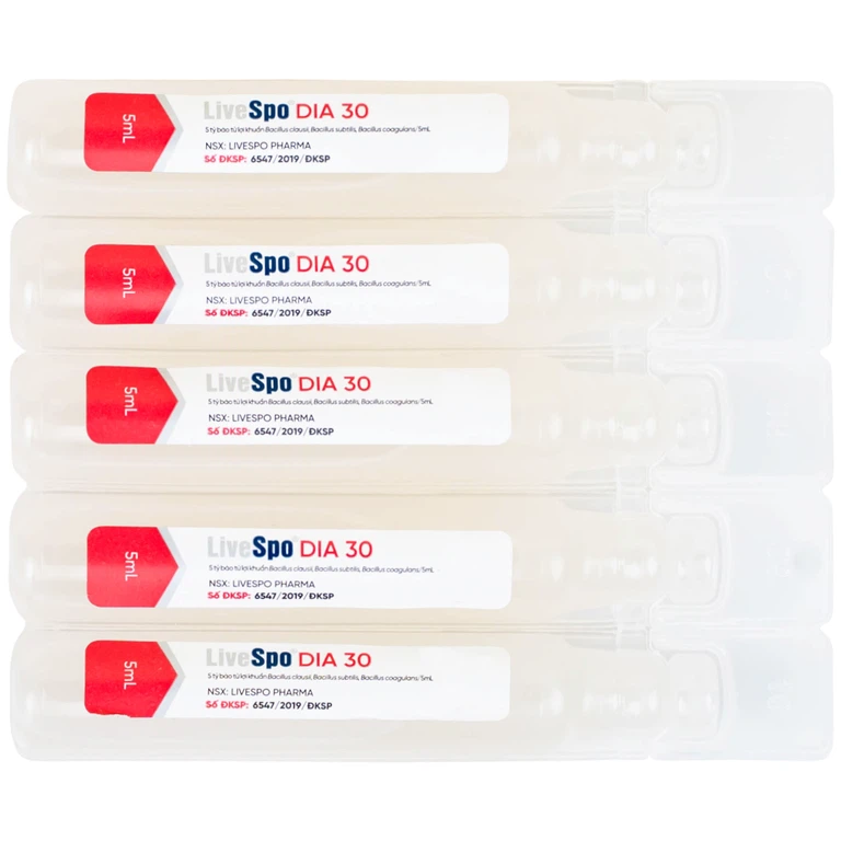 Bào tử lợi khuẩn Livespo DIA 30 hỗ trợ giảm các triệu chứng tiêu chảy cấp tính, rối loạn tiêu hoá (10 ống x 5ml)