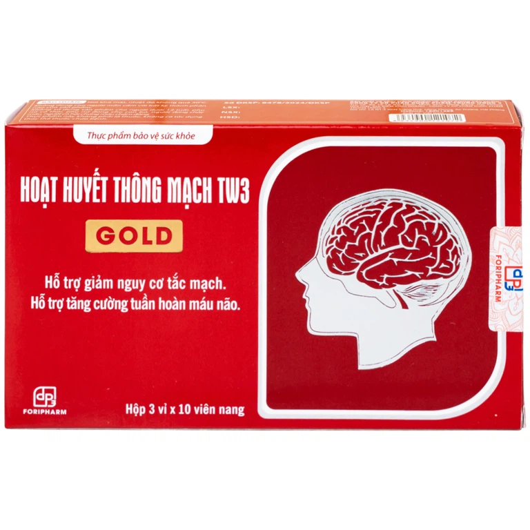 Thực phẩm bảo vệ sức khoẻ Hoạt Huyết Thông Mạch Gold TW3 Foripharm hỗ trợ giảm nguy cơ tắt mạch (3 vỉ x 10 viên)