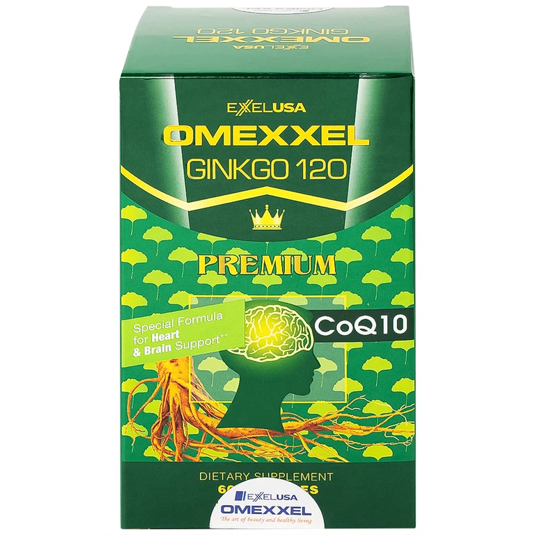 Viên uống Omexxel Ginkgo 120 Premium Omexxel hỗ trợ tốt cho não và tim mạch (60 viên)