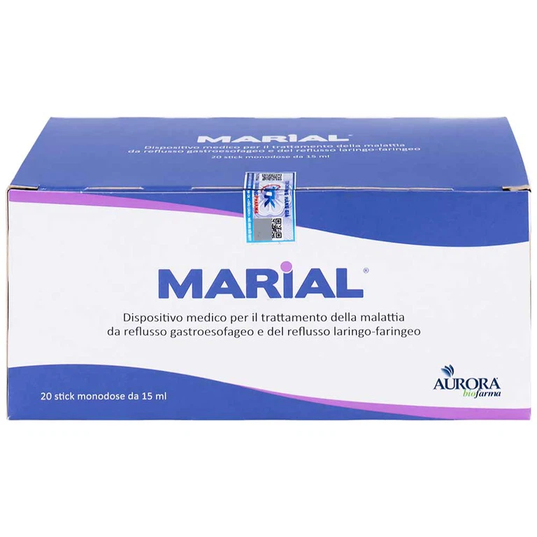Marial Gel chống trào ngược dạ dày thực quản, bảo vệ, tái tạo và phục hồi niêm mạc họng (20 gói x 15ml)