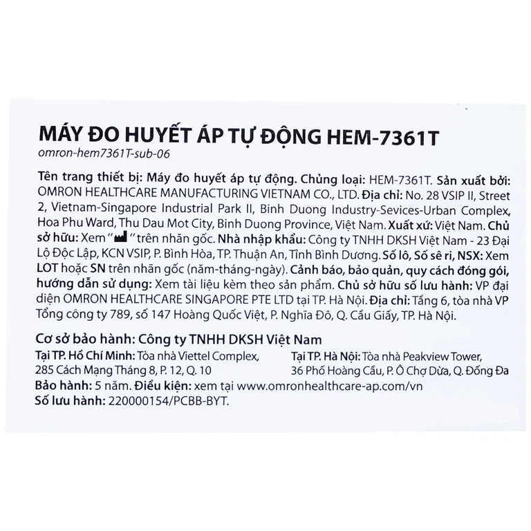 Máy đo huyết áp tự động Omron HEM-7361T cảnh báo đột quỵ