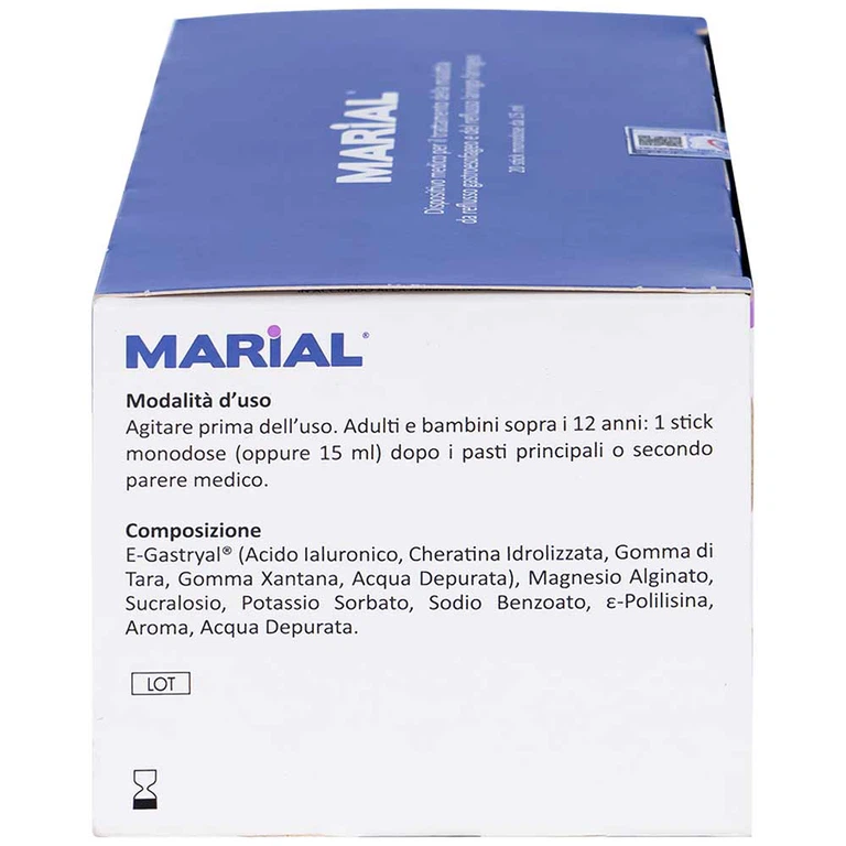 Marial Gel chống trào ngược dạ dày thực quản, bảo vệ, tái tạo và phục hồi niêm mạc họng (20 gói x 15ml)