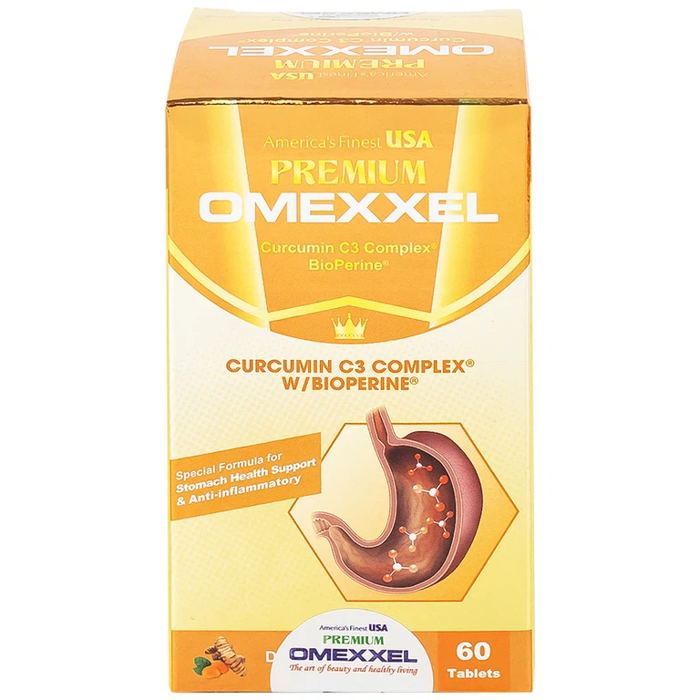 Viên uống Premium Omexxel Curcumin C3 Complex W/Bioperine hỗ trợ cải thiện tiêu hóa (60 viên)