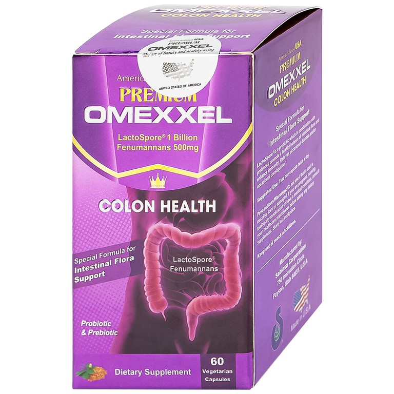 Viên uống Premium Omexxel Colon Health bổ sung lợi khuẩn, hỗ trợ giảm rối loạn tiêu hóa (60 viên)