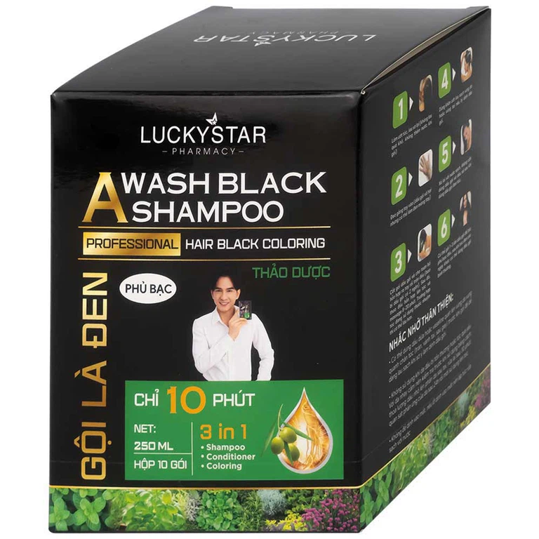 Gội là đen phủ bạc thảo dược Lucky Star (10 gói x 25ml)