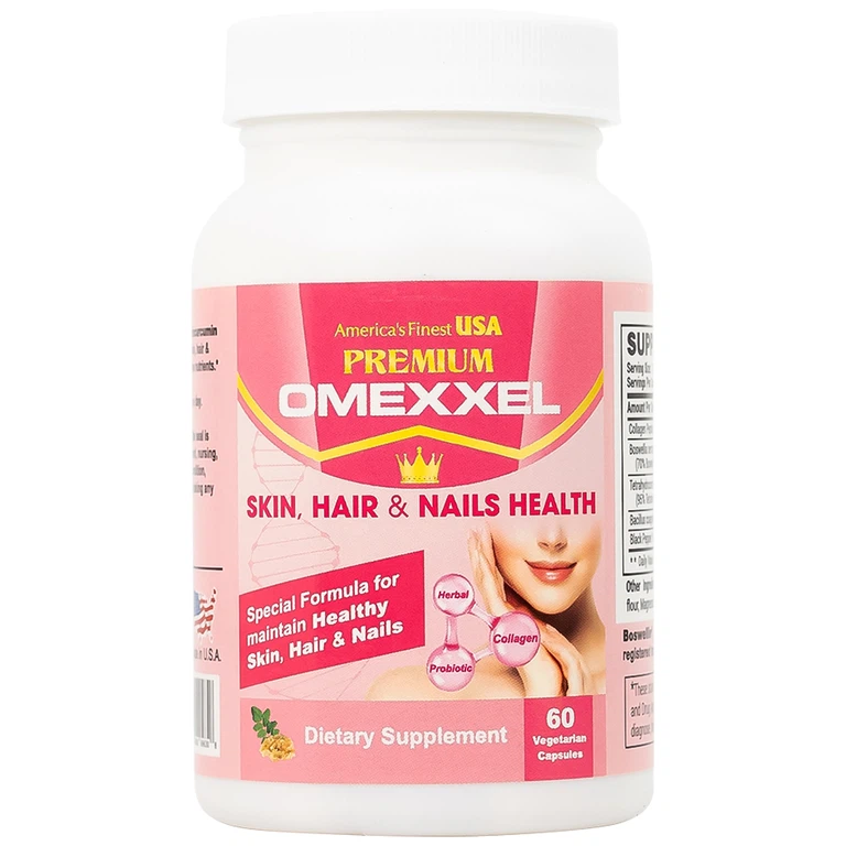 Viên uống Premium Omexxel Skin, Hair And Nails Health bổ sung Collagen, giúp làm đẹp da, tóc, móng (60 viên)