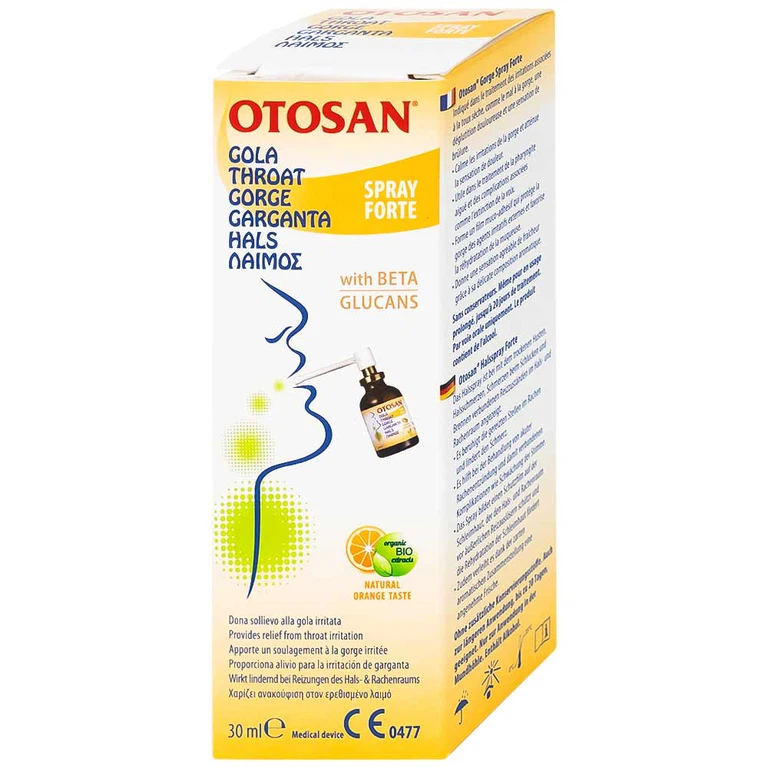 Xịt họng Otosan Spray Forte hỗ trợ điều trị viêm họng cấp, viêm hô hấp, giảm đau rát họng (30ml)