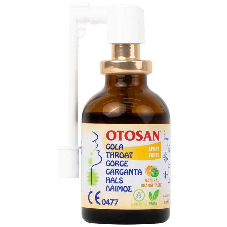 Xịt họng Otosan Spray Forte hỗ trợ điều trị viêm họng cấp, viêm hô hấp, giảm đau rát họng (30ml)