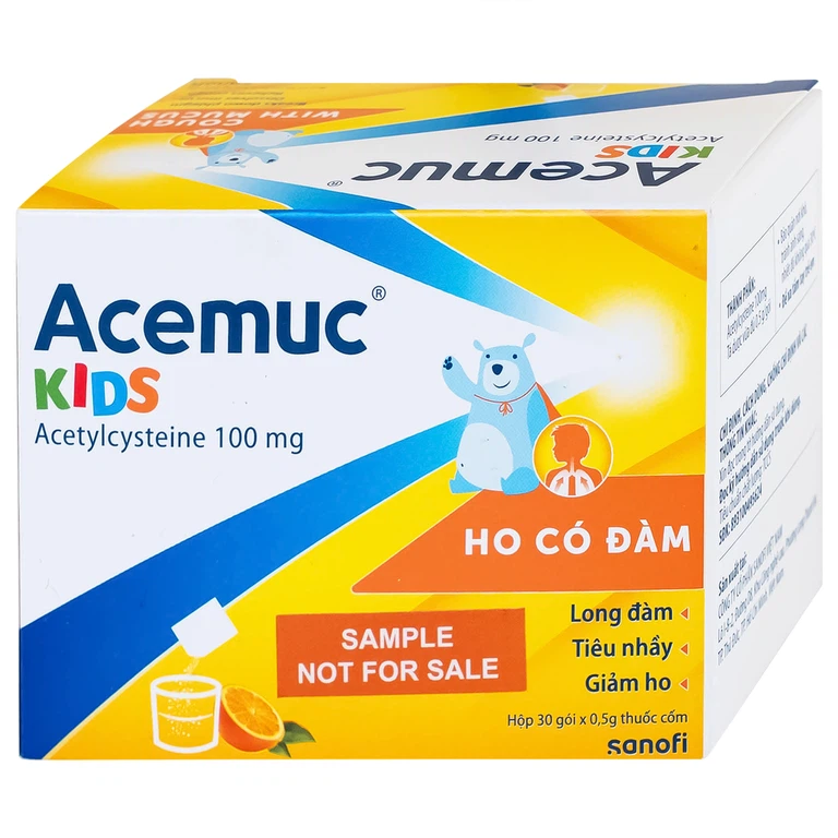 Thuốc cốm Acemuc Kids 100mg Sanofi long đàm, tiêu nhầy, giảm ho (30 gói x 0.5g)