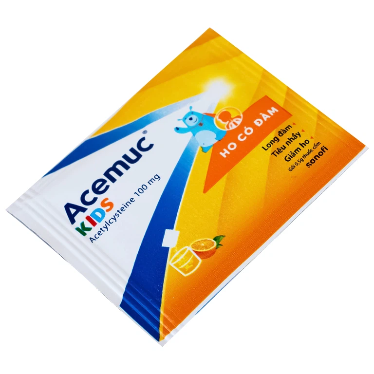 Thuốc cốm Acemuc Kids 100mg Sanofi long đàm, tiêu nhầy, giảm ho (30 gói x 0.5g)