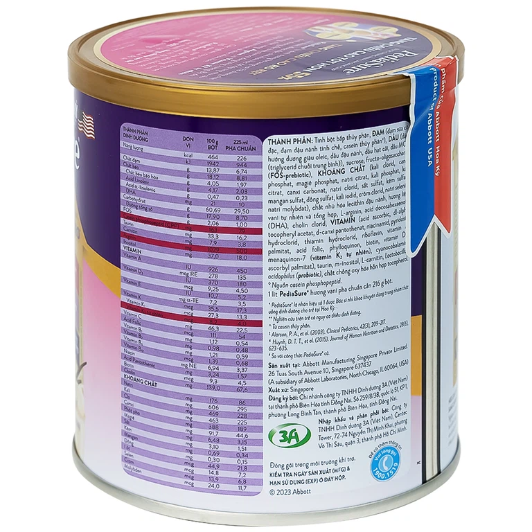 Sữa bột PediaSure 380g Abbott hương vani bổ sung dinh dưỡng cho bé từ 1-10 tuổi