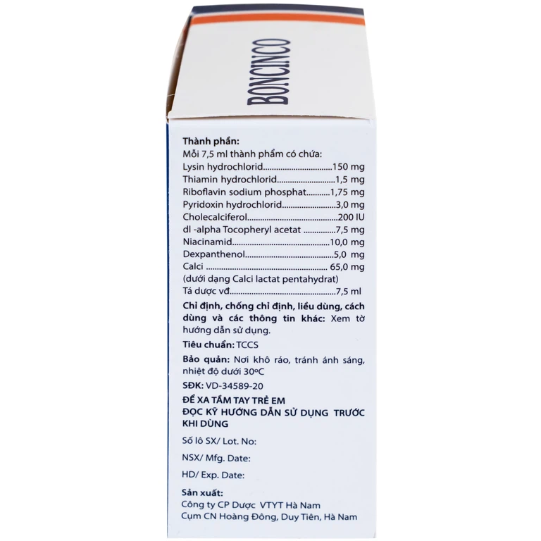Thuốc Boncinco Hà Nam giúp bổ sung các vitamin và acid amin thiết yếu (20 ống x 7.5ml)