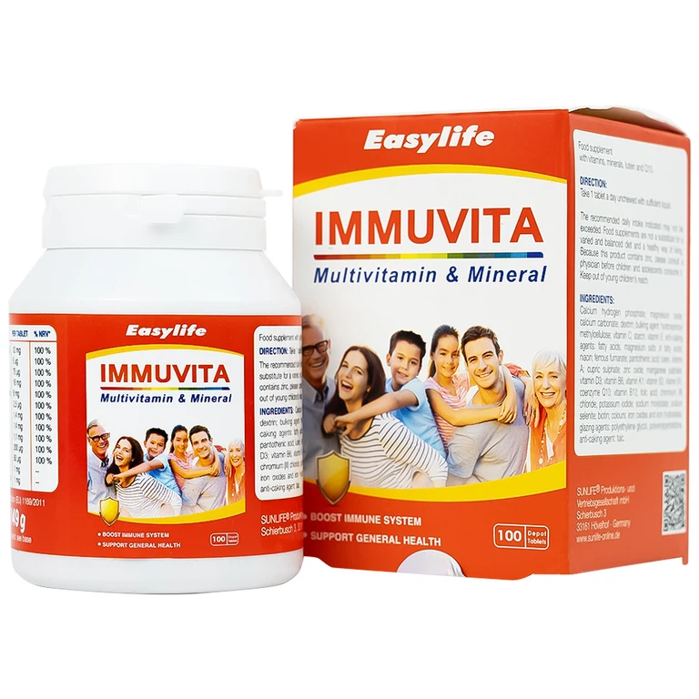 Viên uống Immuvita Easylife bổ sung vitamin và khoáng chất cho cơ thể, tăng sức khỏe (100 viên)