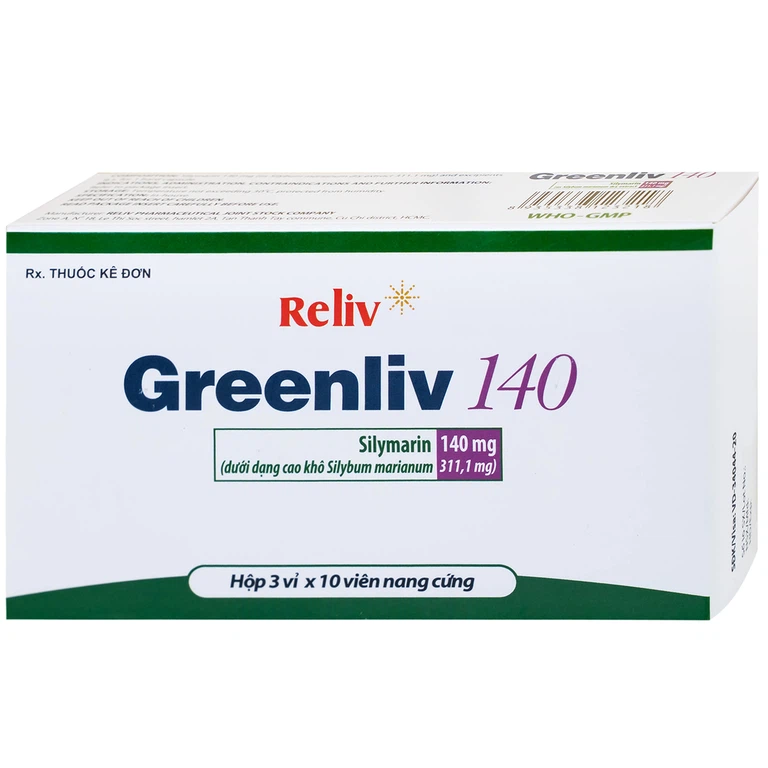 Thuốc Greenliv 140mg Reliv điều trị rối loạn tiêu hóa trong các bệnh về gan, viêm gan cấp và mãn tính (3 vỉ x 10 viên)