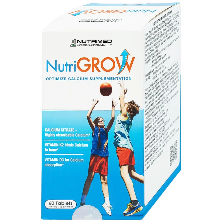 Viên uống NutriGrow Nutrimed bổ sung canxi, vitamin D3, vitamin K2, hấp thu canxi (60 viên)