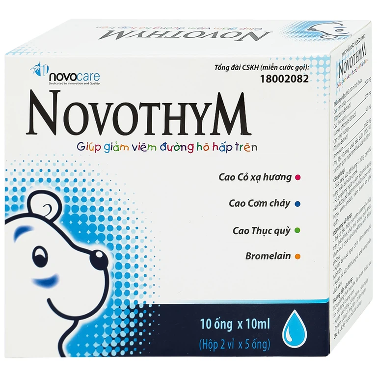 Dung dịch uống Novothym Novocare tăng sức đề kháng, giảm cảm cúm, viêm họng (2 vỉ x 5 ống)