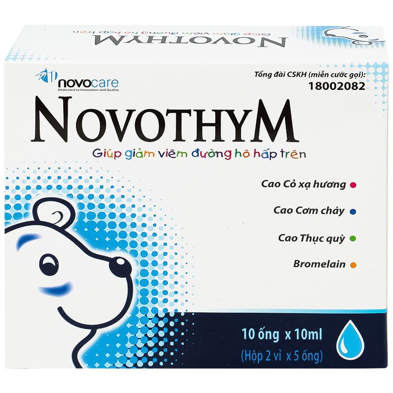 Dung dịch uống Novothym Novocare tăng sức đề kháng, giảm cảm cúm, viêm họng (2 vỉ x 5 ống)