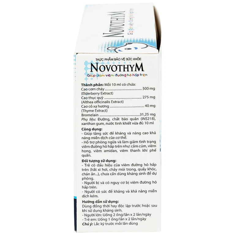 Dung dịch uống Novothym Novocare tăng sức đề kháng, giảm cảm cúm, viêm họng (2 vỉ x 5 ống)