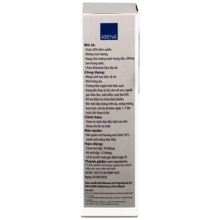 Kem đa năng Zinc Ointment Abena bảo vệ da, khử trùng da, chống hăm, ngừa loét (15ml)