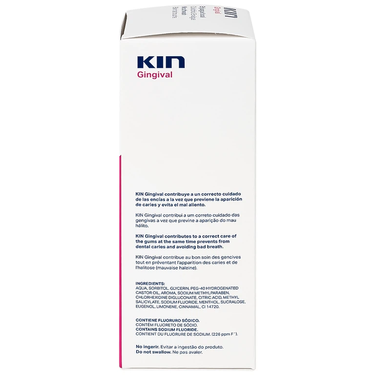 Dung dịch súc miệng Kin Gingival 250ml hỗ trợ chăm sóc nướu, ngăn ngừa các mảng bám trên răng