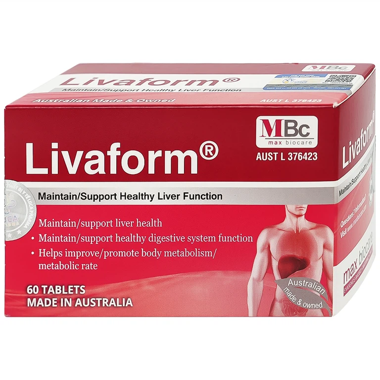 Viên uống Livaform Luca Pharma MPC hỗ trợ giải độc gan, giúp tăng cường chức năng gan (6 vỉ x 10 viên)