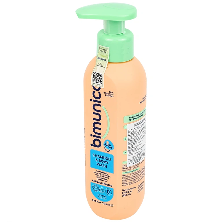 Sữa tắm gội 2 in 1 Bimunica Shampoo and Body Wash 250ml dưỡng ẩm, mịn da cho trẻ sơ sinh