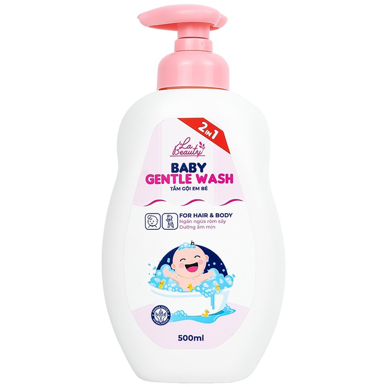 Sữa tắm gội em bé Gentle Wash 500ml La Beauty giảm và ngăn ngừa rôm sảy, hăm da 