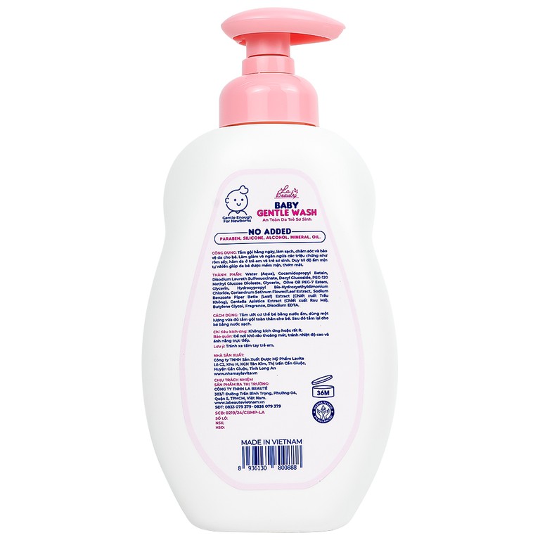 Sữa tắm gội em bé Gentle Wash 500ml La Beauty giảm và ngăn ngừa rôm sảy, hăm da 